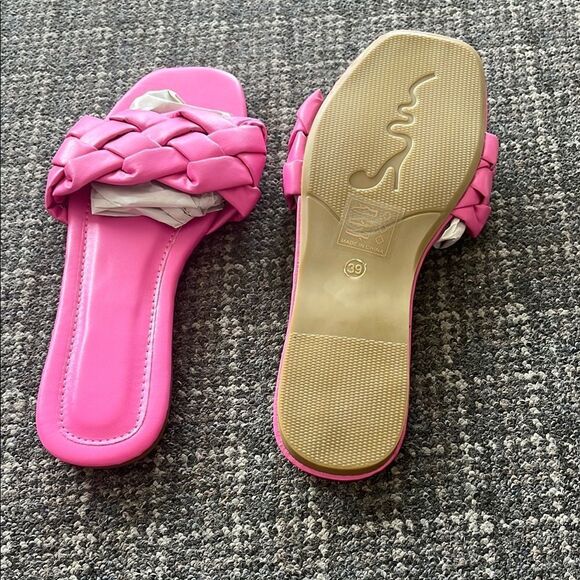 Pink Braided Slide Sandals - Picture 2 of 4